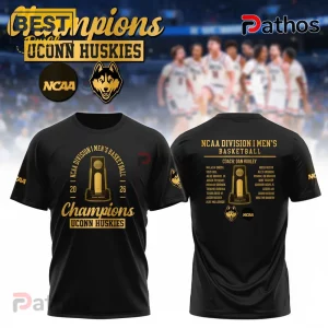 UConn Huskies Champions NCAA Basketball 2026 Commemorative Roster T-Shirt