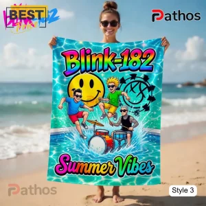 MdwHLUbn blink 182 summer vibes psychedelic road trip band beach towel 05 durable fabric
