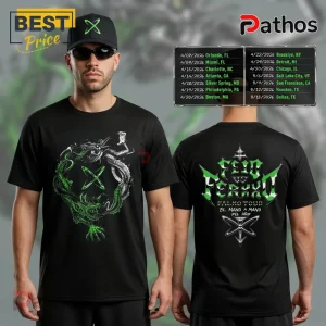 Black tee, hat! Green white dragon graphic, X logo! Feo Vs Ferxxo Falko Tour El Mano a Mano Del Año text, gothic style!