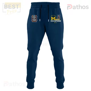Dark blue athletic jogger pants with 2020 MEN'S FINAL FOUR INDIANAPOLIS and MICHIGAN WOLVERINES CHAMPIONS 23 logos!
