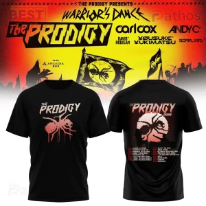 The Prodigy Warrior's Dance 2026 Tour Graphic Print T-Shirt 1 Black Prodigy band t-shirt with white logo and dripping red ant graphic! Back features pixelated red ant head and 2026 tour dates!