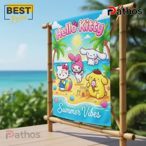 ZlhDqJmM hello kitty sanrio friends summer beach fun beach towel 02 texture zoom