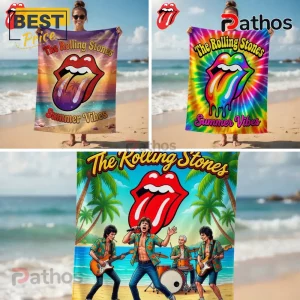 The Rolling Stones Summer Vibes Tropical Band Beach Towel