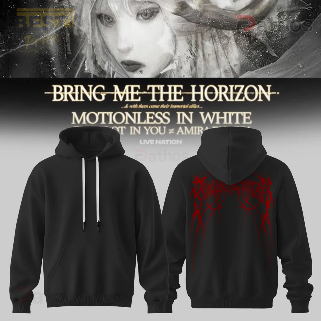 Bring Me The Horizon Motionless In White Concert Black Graphic Hoodie Bring Me The Horizon Motionless In White Concert Black Graphic Hoodie