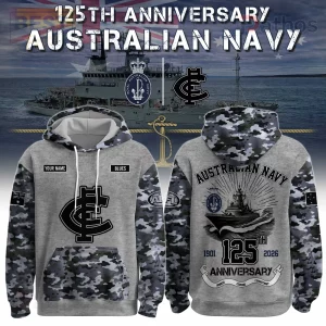 Australian Navy 125th Anniversary Personalized Carlton Blues Camo Hoodie