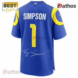 hLnc5U05 simpson 1 blue yellow los angeles rams pro debut tribute football jersey 03 premium material