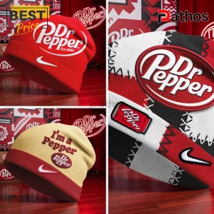 Dr Pepper Nike beanies! Red Dr Pepper Est 1885, patchwork Dr Pepper can, tan I'm a Pepper Dr Pepper! Retro soda fan gear!