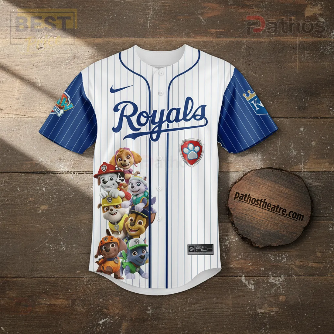 Kansas City Royals Paw Patrol Night Co-branded Pinstripe Baseball Jersey
