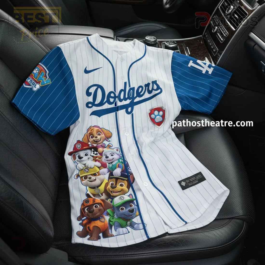 Los Angeles Dodgers Paw Patrol Pinstripe Fan Baseball Jersey