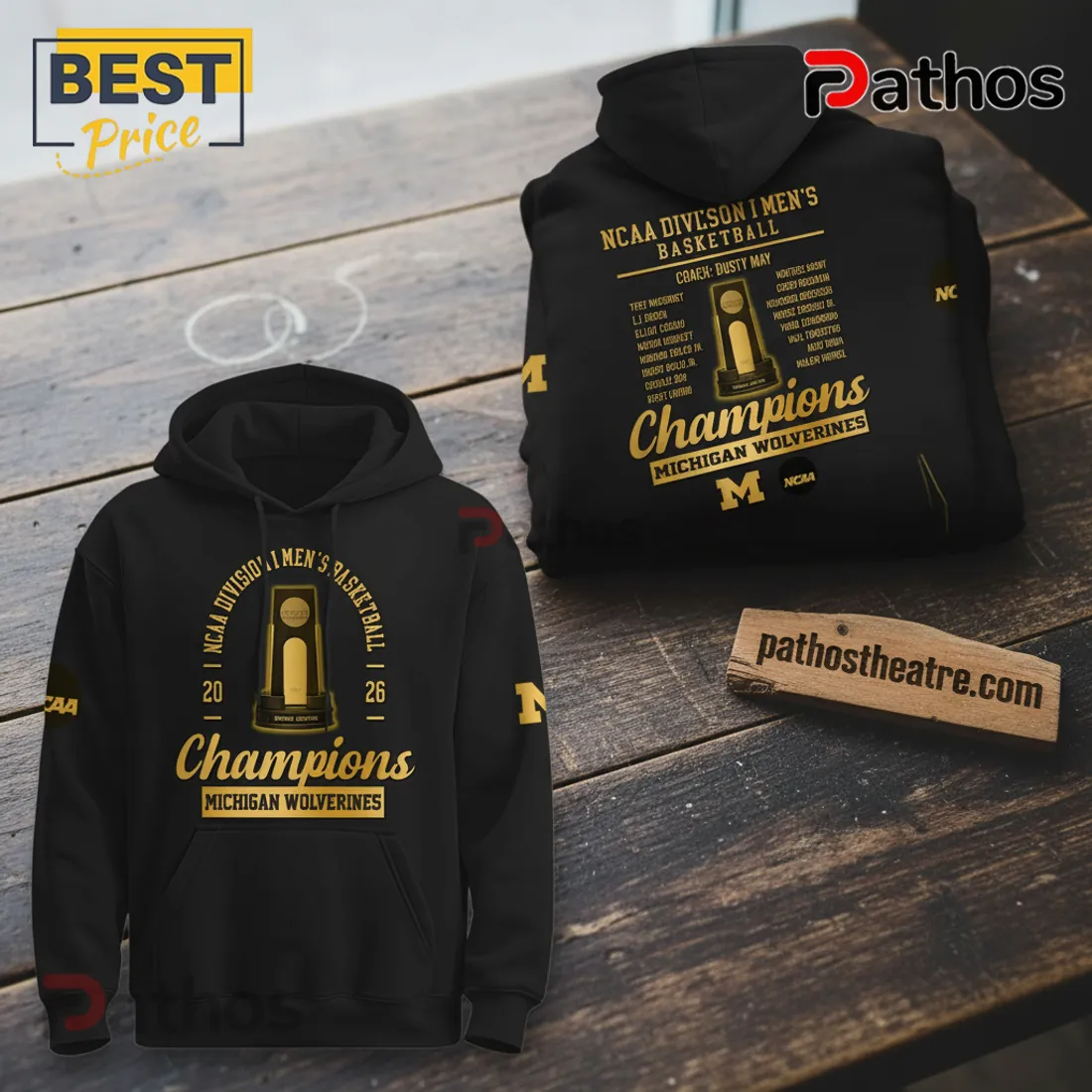 Michigan Wolverines 2026 NCAA Basketball Champions Roster Hoodie