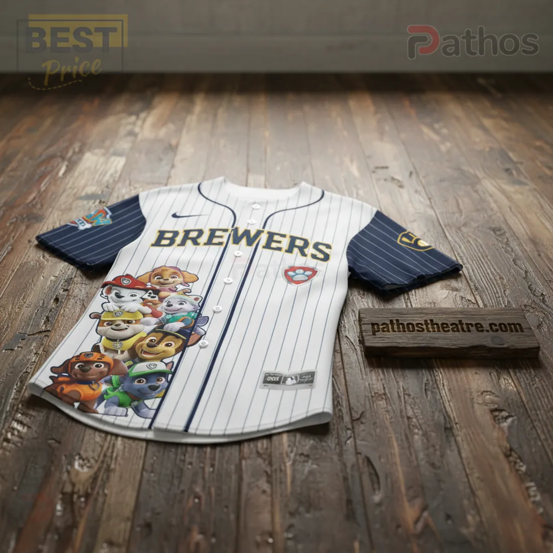 Milwaukee Brewers Paw Patrol Pinstripe Baseball Fan Jersey