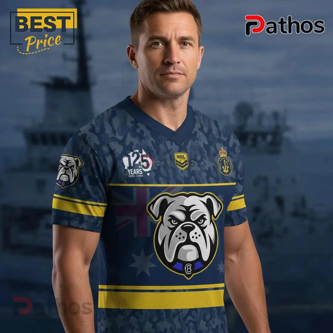 NRL Bulldogs Royal Australian Navy 125th Anniversary Camo Design Jersey NRL Bulldogs Royal Australian Navy 125th Anniversary Camo Design Jersey