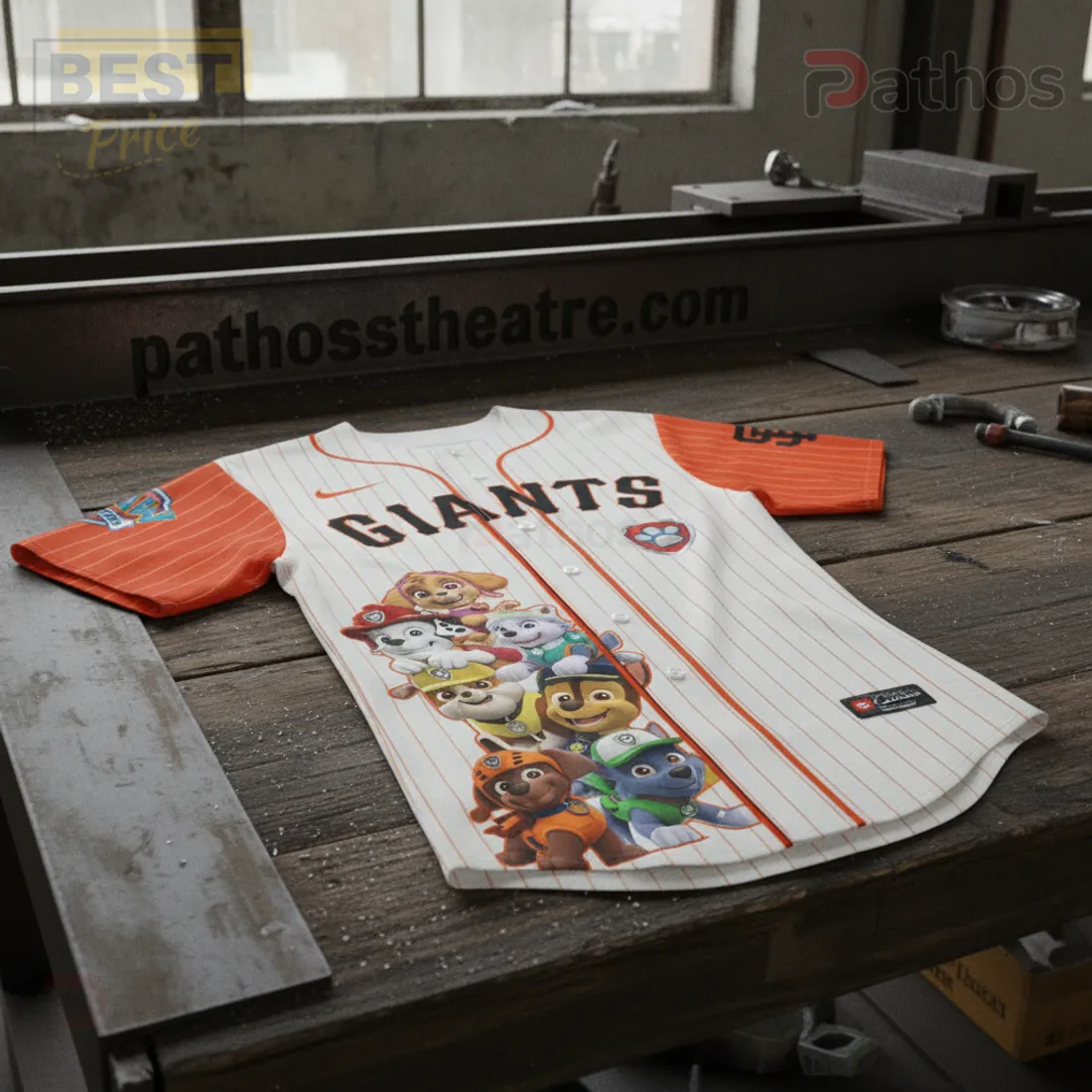 San Francisco Giants Paw Patrol Collaboration Pinstripe Baseball Jersey 3 San Francisco Giants Paw Patrol Collaboration Pinstripe Baseball Jersey