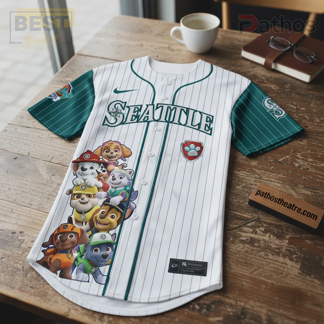 Seattle Mariners Paw Patrol Night Event Pinstripe Baseball Jersey 2 Seattle Mariners Paw Patrol Night Event Pinstripe Baseball Jersey