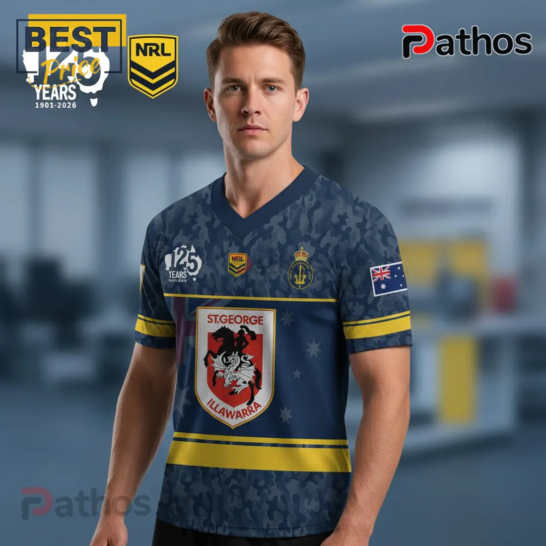 St. George Illawarra NRL Australian Navy 125th Anniversary Jersey St. George Illawarra NRL Australian Navy 125th Anniversary Jersey
