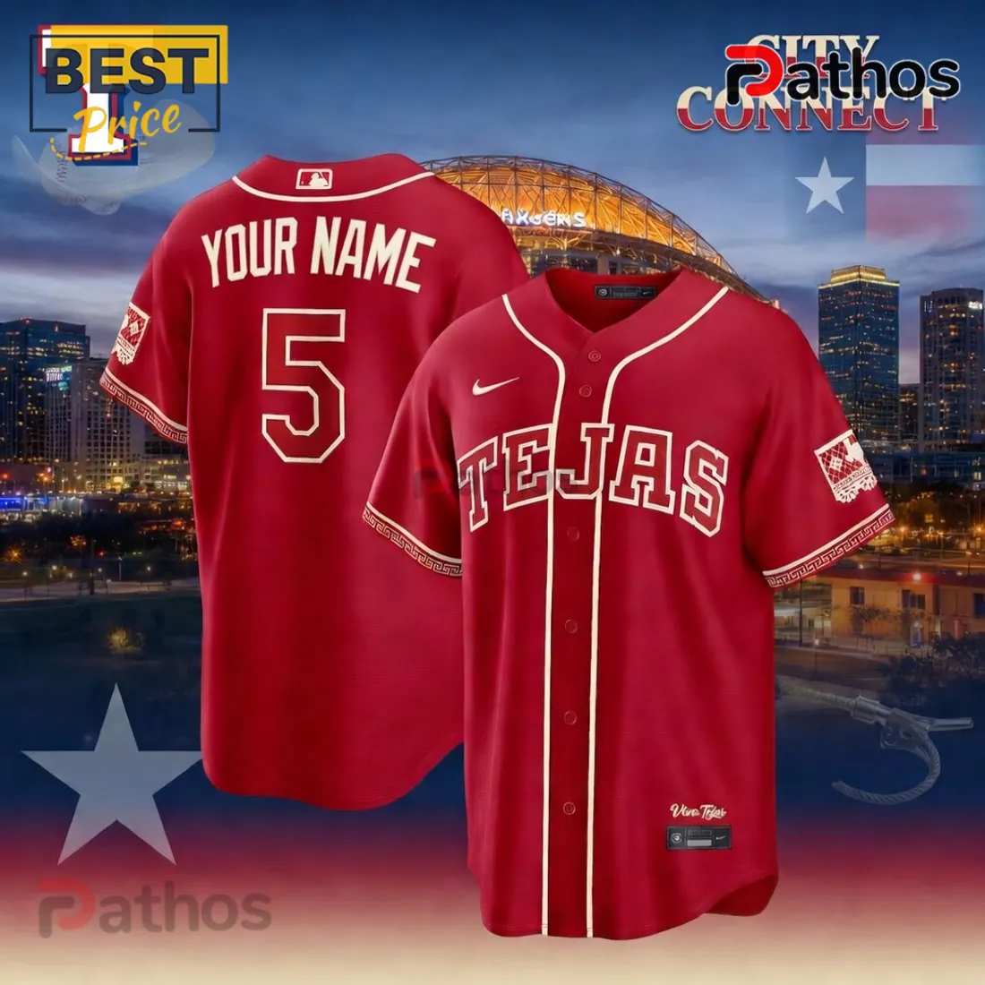Texas Rangers City Connect Red Personalized Custom Baseball Jersey Texas Rangers City Connect Red Personalized Custom Baseball Jersey