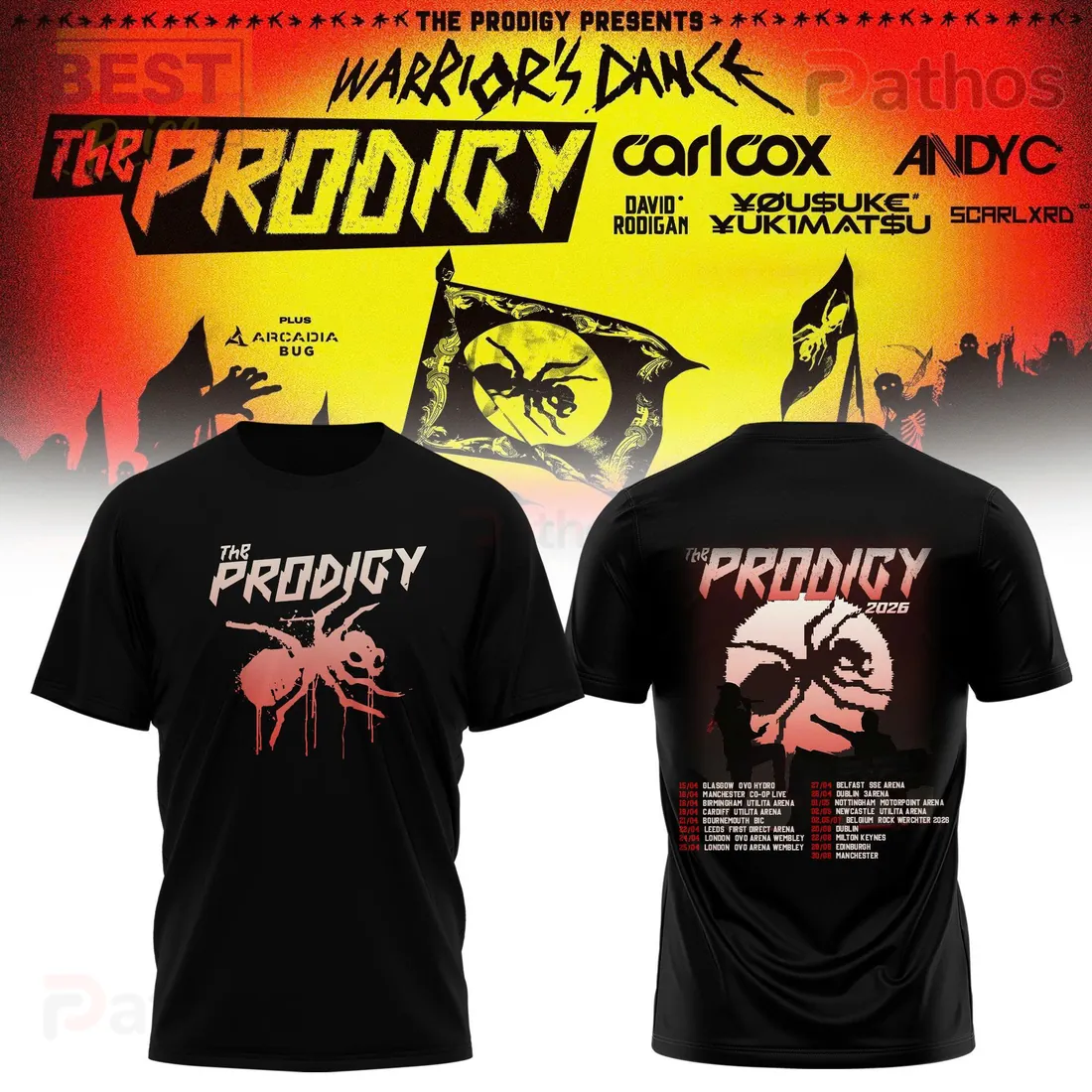 The Prodigy Warrior’s Dance 2026 Tour Graphic Print T-Shirt The Prodigy Warrior’s Dance 2026 Tour Graphic Print T-Shirt