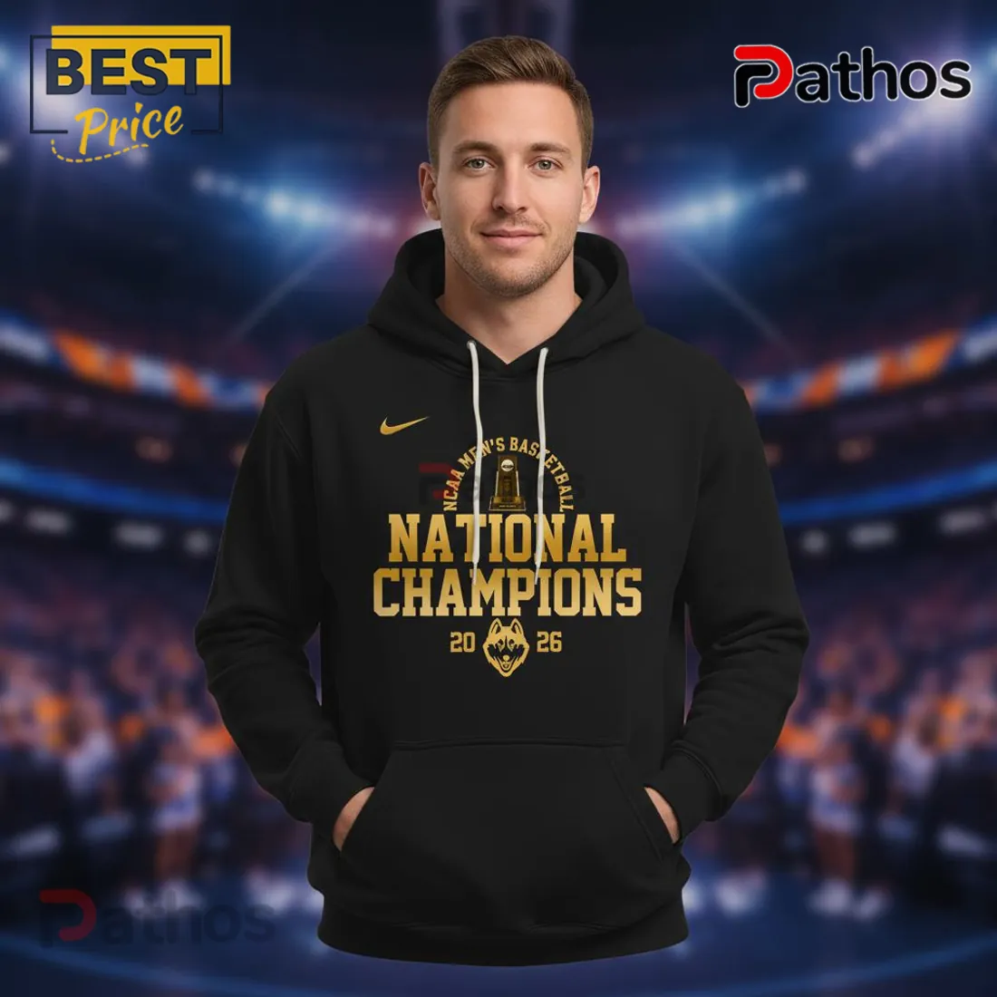 UConn Huskies 2026 NCAA Men’s Basketball National Champions Black Hoodie UConn Huskies 2026 NCAA Men’s Basketball National Champions Black Hoodie