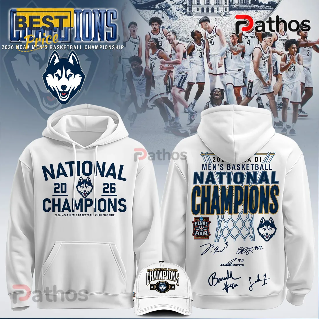 UConn Huskies 2026 NCAA Men’s Basketball National Champions Commemorative Hoodie UConn Huskies 2026 NCAA Men’s Basketball National Champions Commemorative Hoodie