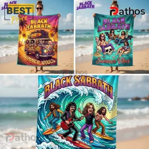 Black Sabbath Summer Vibes Surfing Rock Band Beach Towel