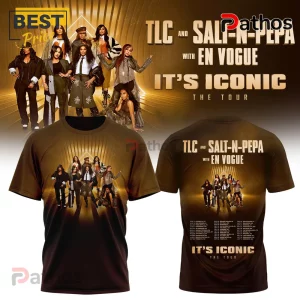 Brown ombré t-shirt features TLC, Salt-N-Pepa, En Vogue group photo, 