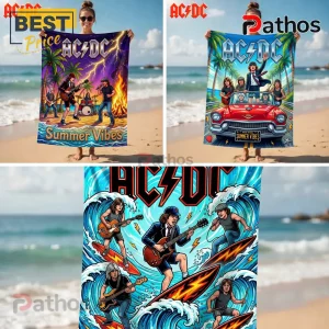 AC/DC Summer Vibes Surfing Rock Band Beach Towel