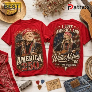 Willie Nelson America 250 Years Of Freedom Patriotic Red T-Shirt