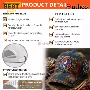 1N23CV4W grateful dead tie dye distressed steal your face dancing bears baseball cap 04 authentic quality