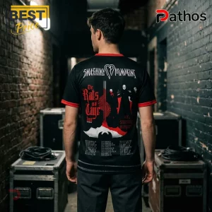 Black t-shirt with red trim featuring The Smashing Pumpkins The Rats in a Cage tour graphic and concert dates on back!