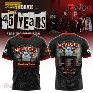 Motley Crue Carnival of Sins tour t-shirt with Theatre of Pain text, concert dates on back, black and red grunge aesthetic!