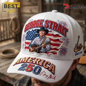 George Strait America 250 Patriotic USA Flag Signature Distressed Baseball Cap