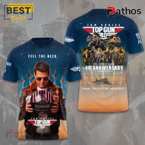 Top Gun 40th Anniversary 1986-2026 Maverick Tom Cruise Hoodie 2 Top Gun 40th anniversary navy blue t-shirt with Tom Cruise graphic, fighter jets, and cast signatures print!