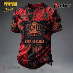AC/DC Back in Black Vintage Red Tie Dye Distressed Band Graphic T-Shirt