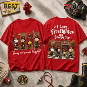 Peanuts Snoopy and Friends Fire Department Red Graphic T-Shirt