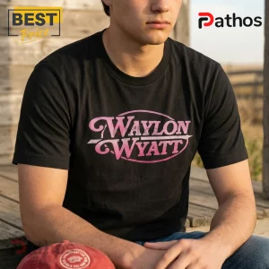 Waylon Wyatt Dustpiles World Tour 2026 Shirt 1 Black t-shirt with pink distressed text reading Waylon Wyatt inside an oval graphic design!