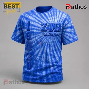 Zeta Phi Beta 1920 Sorority Shield Greek Letter Blue Tie Dye T-Shirt
