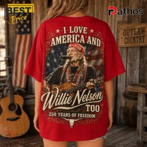 Willie Nelson America 250 Years Of Freedom Patriotic Red T-Shirt