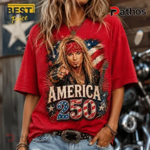 Bret Michaels x America 250 Years Of Freedom Anniversary Red T-Shirt 3 Bret Michaels x America 250 Years Of Freedom Anniversary Red T-Shirt