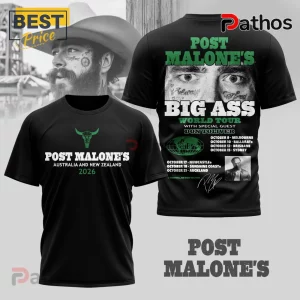 Post Malone Big Ass Tour 2026 Australia New Zealand Tour 3D Shirt