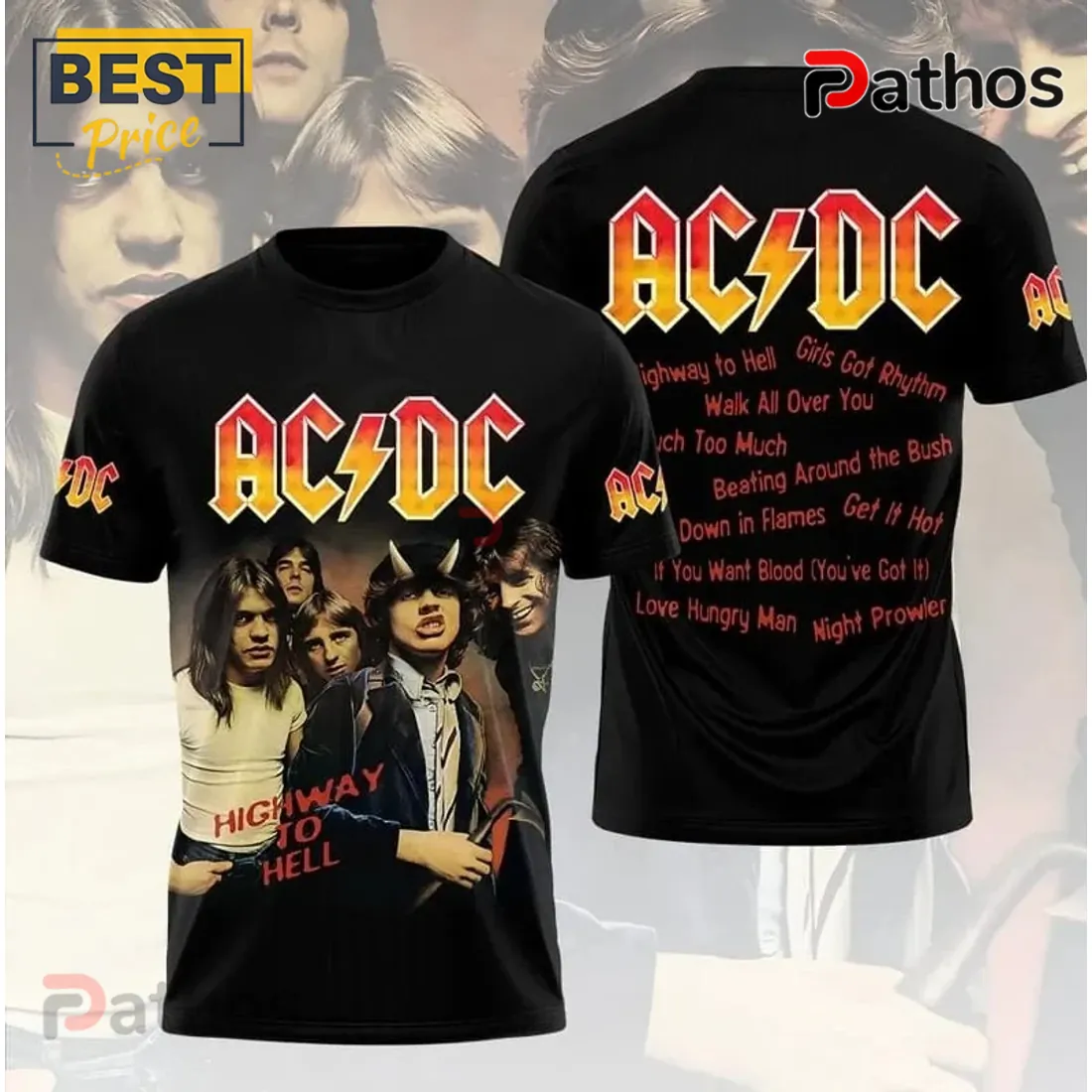 AC/DC Highway to Hell Album Cover Band Members Black Shirt AC/DC Highway to Hell Album Cover Band Members Black Shirt