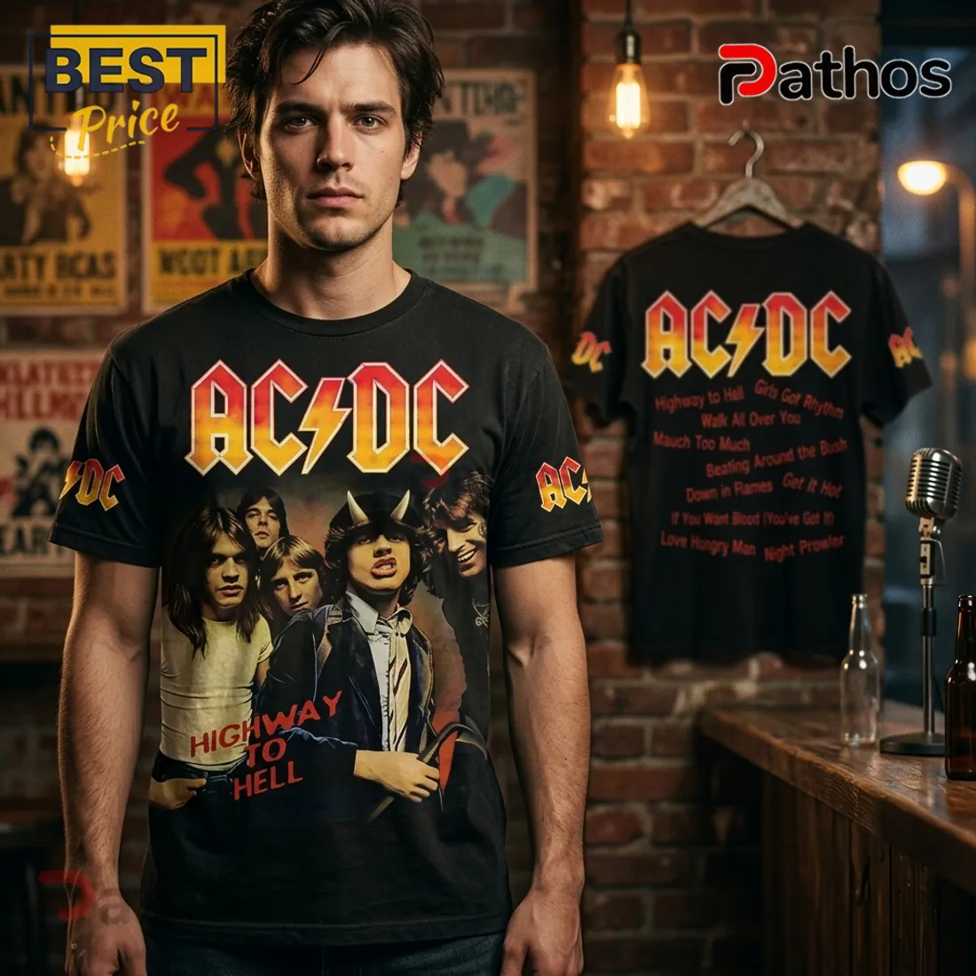 AC/DC Highway to Hell Album Cover Band Members Black Shirt AC/DC Highway to Hell Album Cover Band Members Black Shirt