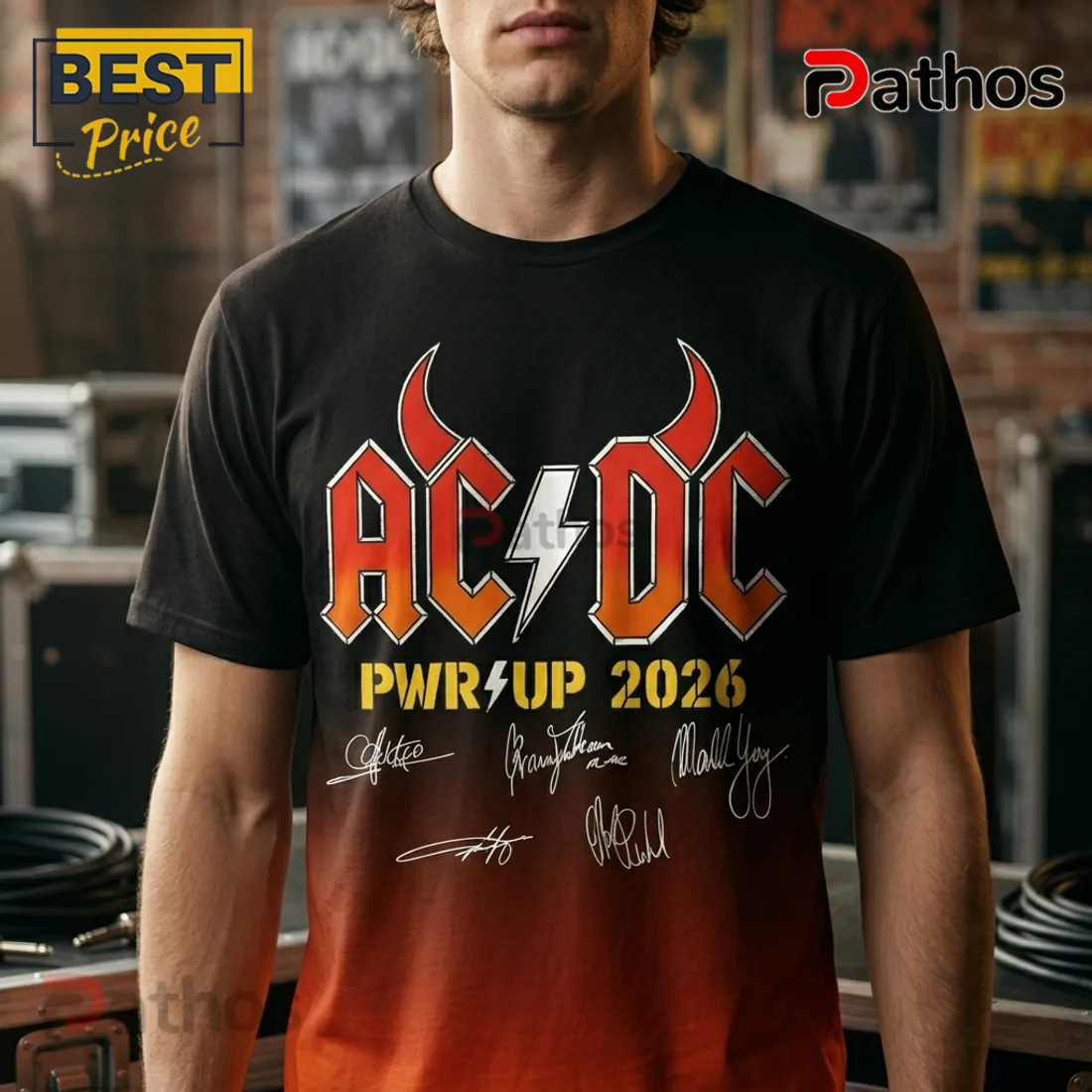 AC/DC PWR/UP 2026 World Tour Dates Ombre Gradient T-Shirt AC/DC PWR/UP 2026 World Tour Dates Ombre Gradient T-Shirt