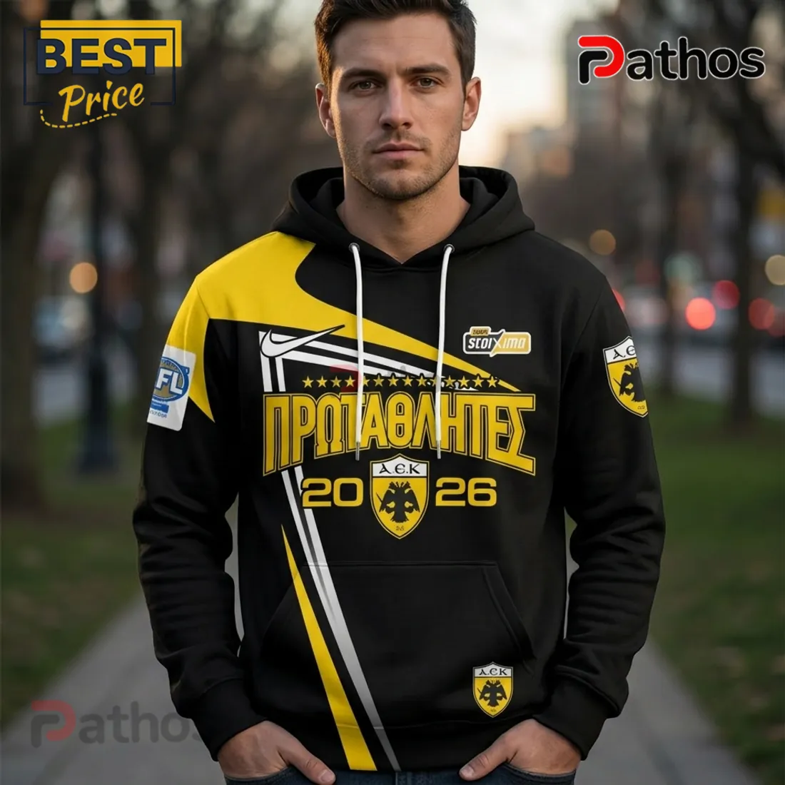 AEK FC Champions 2026 Pullover Hoodie AEK FC Champions 2026 Pullover Hoodie