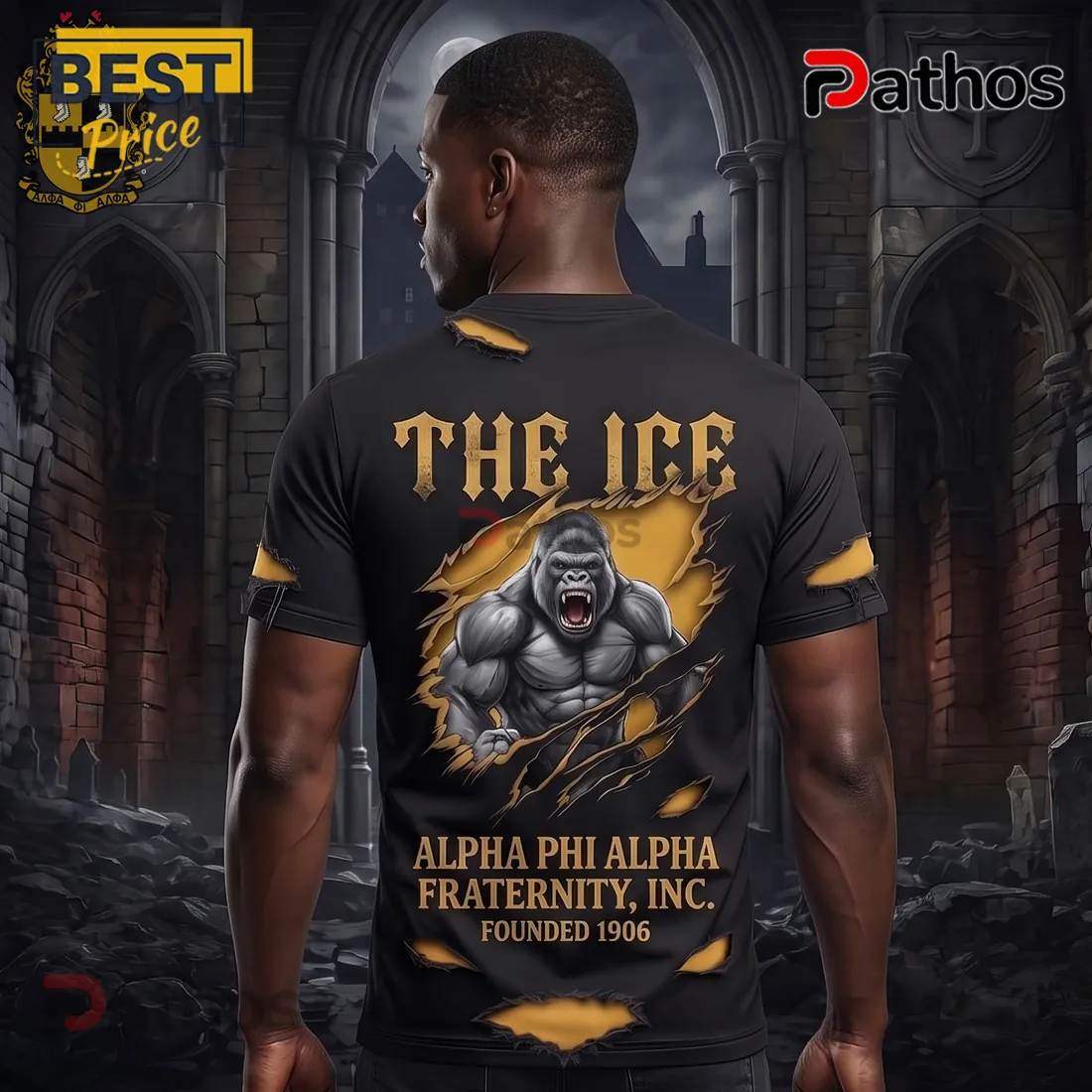 Alpha Phi Alpha Fraternity 1906 The Ice Gorilla Black Gold T-Shirt Alpha Phi Alpha Fraternity 1906 The Ice Gorilla Black Gold T-Shirt