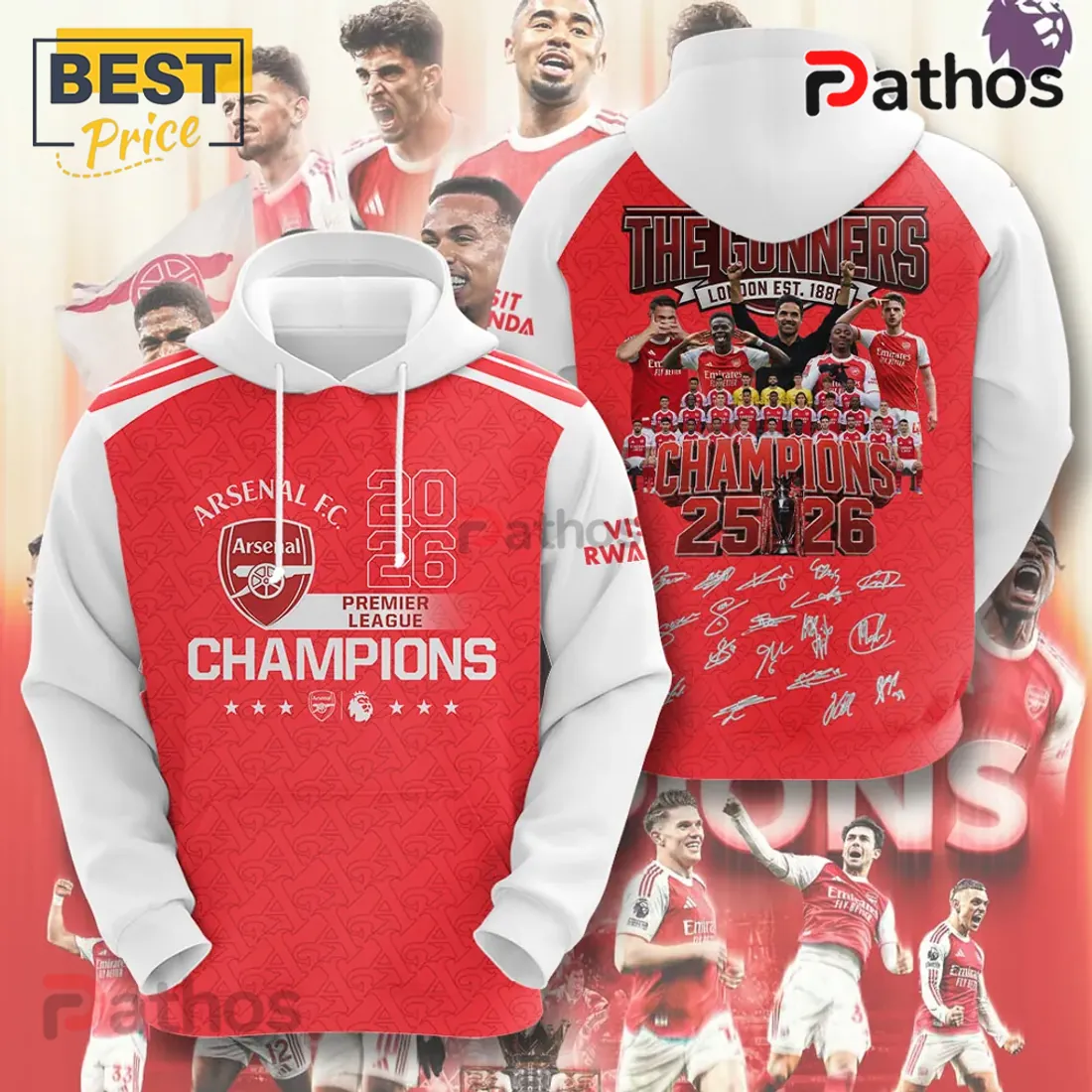 Arsenal Football Club 2025/26 Premier League Champions Hoodie Arsenal Football Club 2025/26 Premier League Champions Hoodie