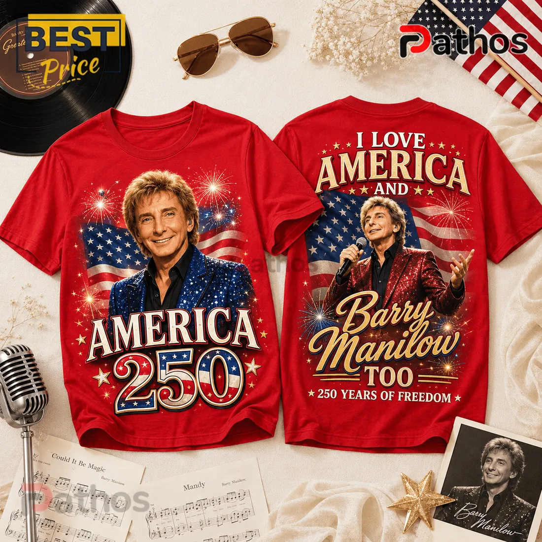 Barry Manilow America 250 Years of Freedom Patriotic T-Shirt Barry Manilow America 250 Years of Freedom Patriotic T-Shirt