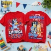 Bluey America 250 Years of Freedom Patriotic USA Red Graphic T-Shirt