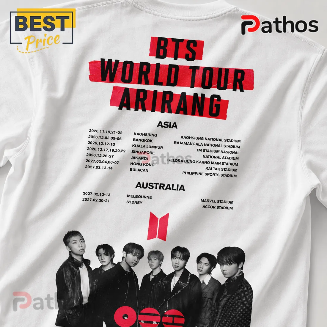 BTS World Tour Arirang 2026 Concert Double Sided Graphic T-Shirt BTS World Tour Arirang 2026 Concert Double Sided Graphic T-Shirt