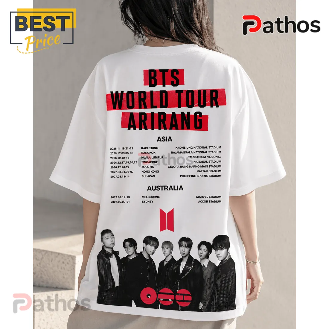 BTS World Tour Arirang 2026 Concert Double Sided Graphic T-Shirt BTS World Tour Arirang 2026 Concert Double Sided Graphic T-Shirt