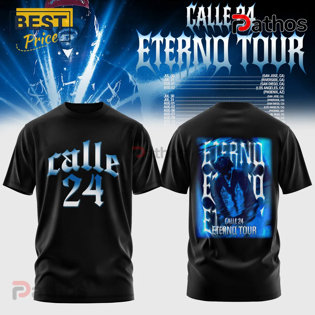 Calle 24 Eterno Tour Concert Premium Black Pullover Hoodie Calle 24 Eterno Tour Concert Premium Black Pullover Hoodie